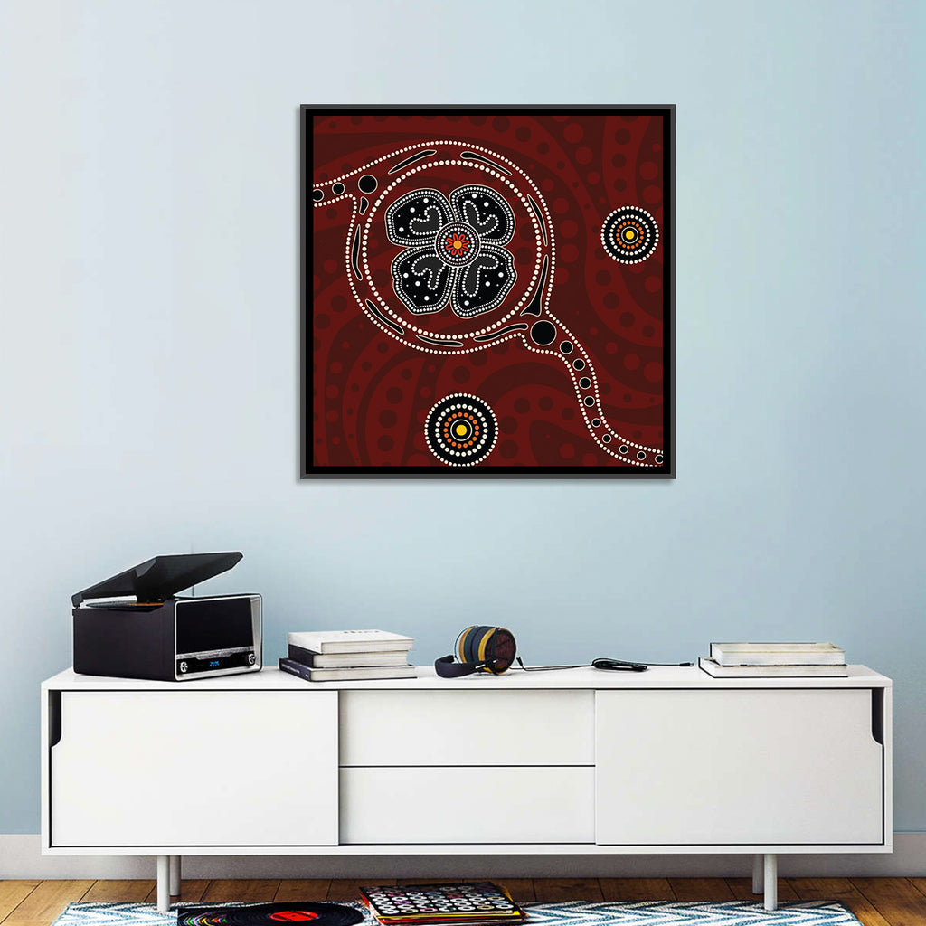 Aboriginal Poppy Dot Motif Wall Art