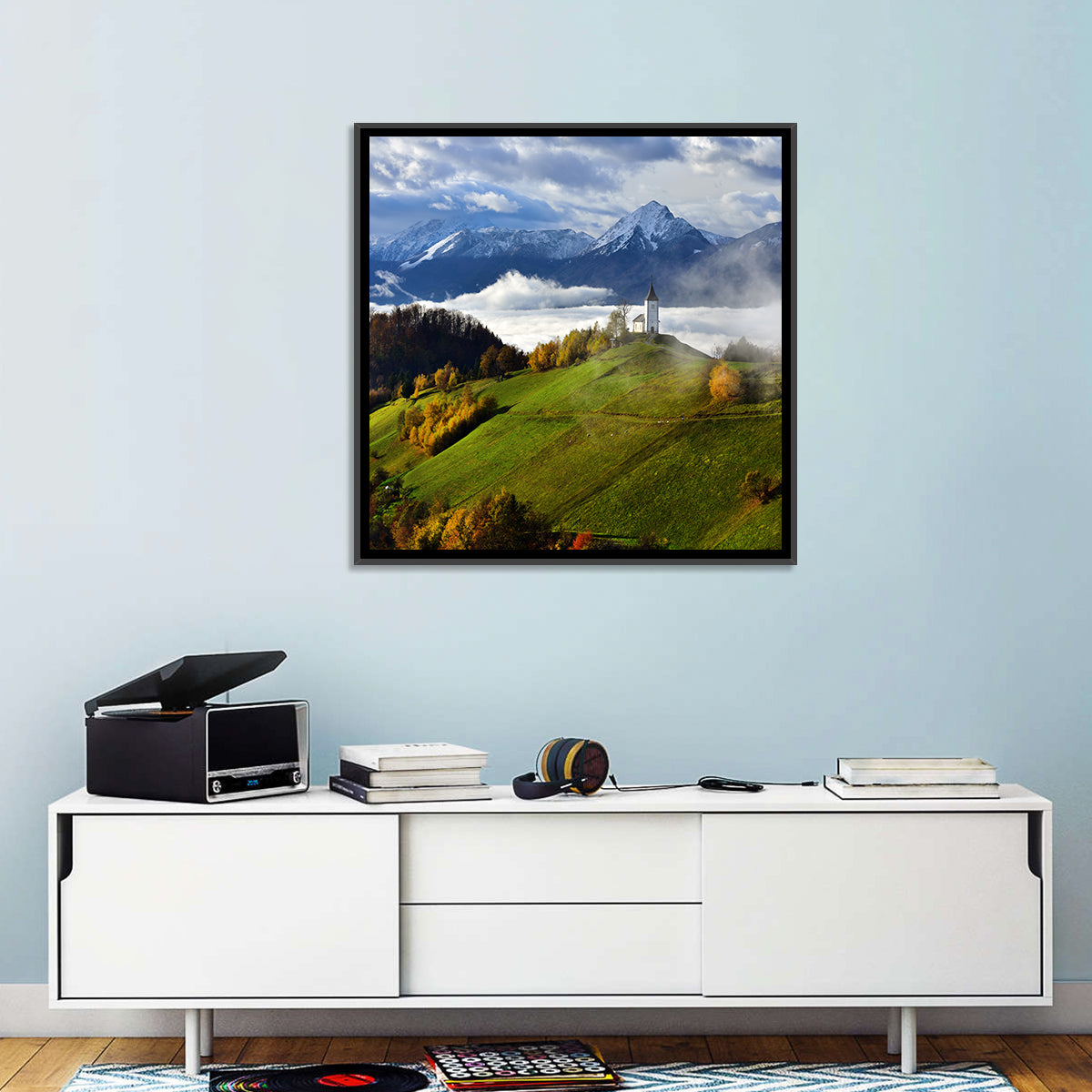 Jamnik Church on Misty Hill Wall Art