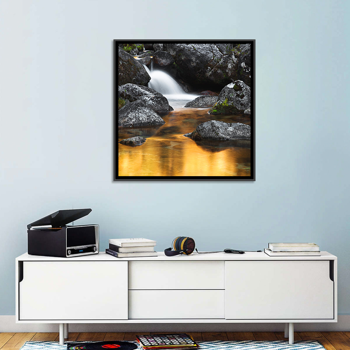 Golden Stream Waterfall Wall Art