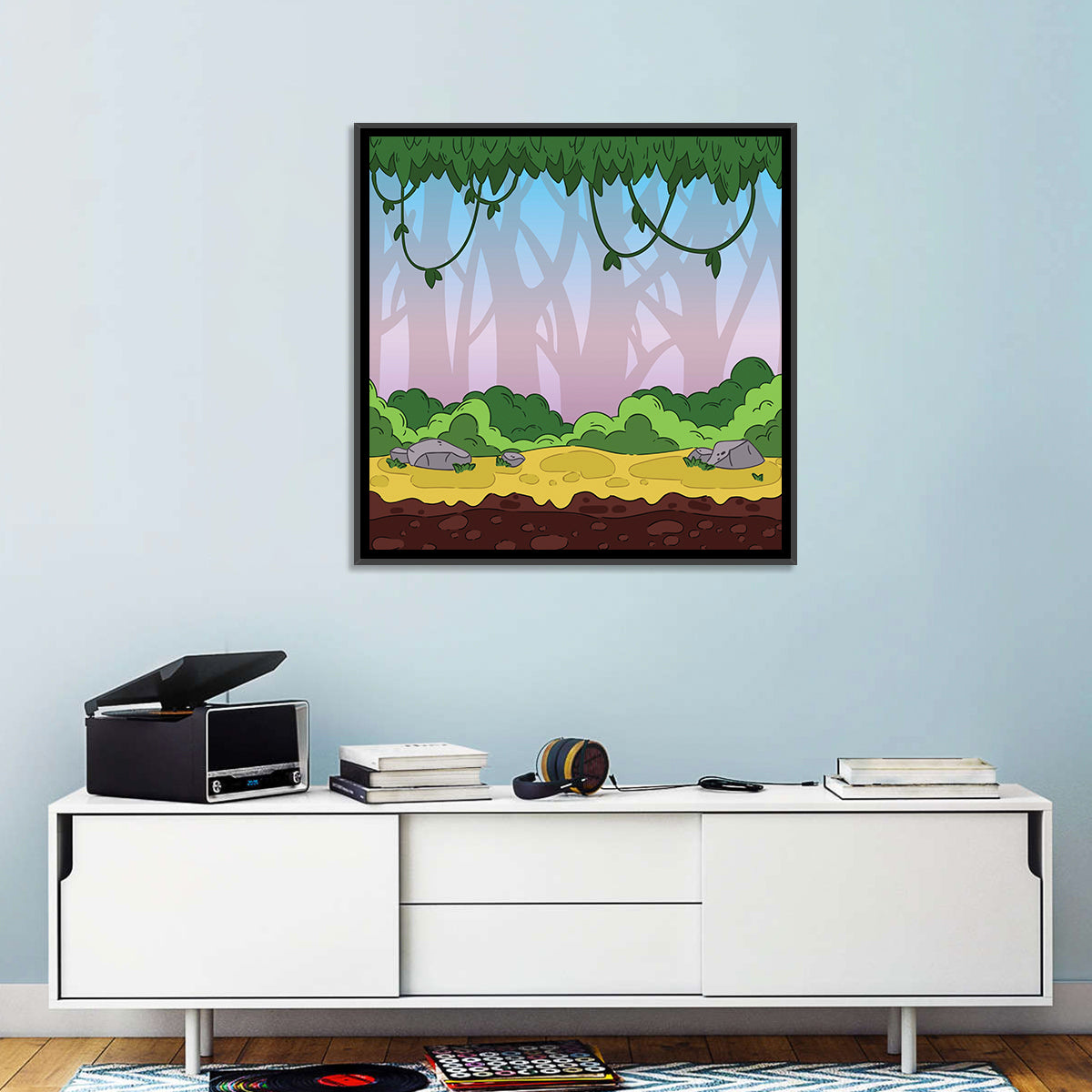 Playful Jungle Path Illustration Wall Art