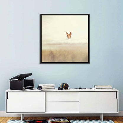 Monarch Over Beige Field Wall Art