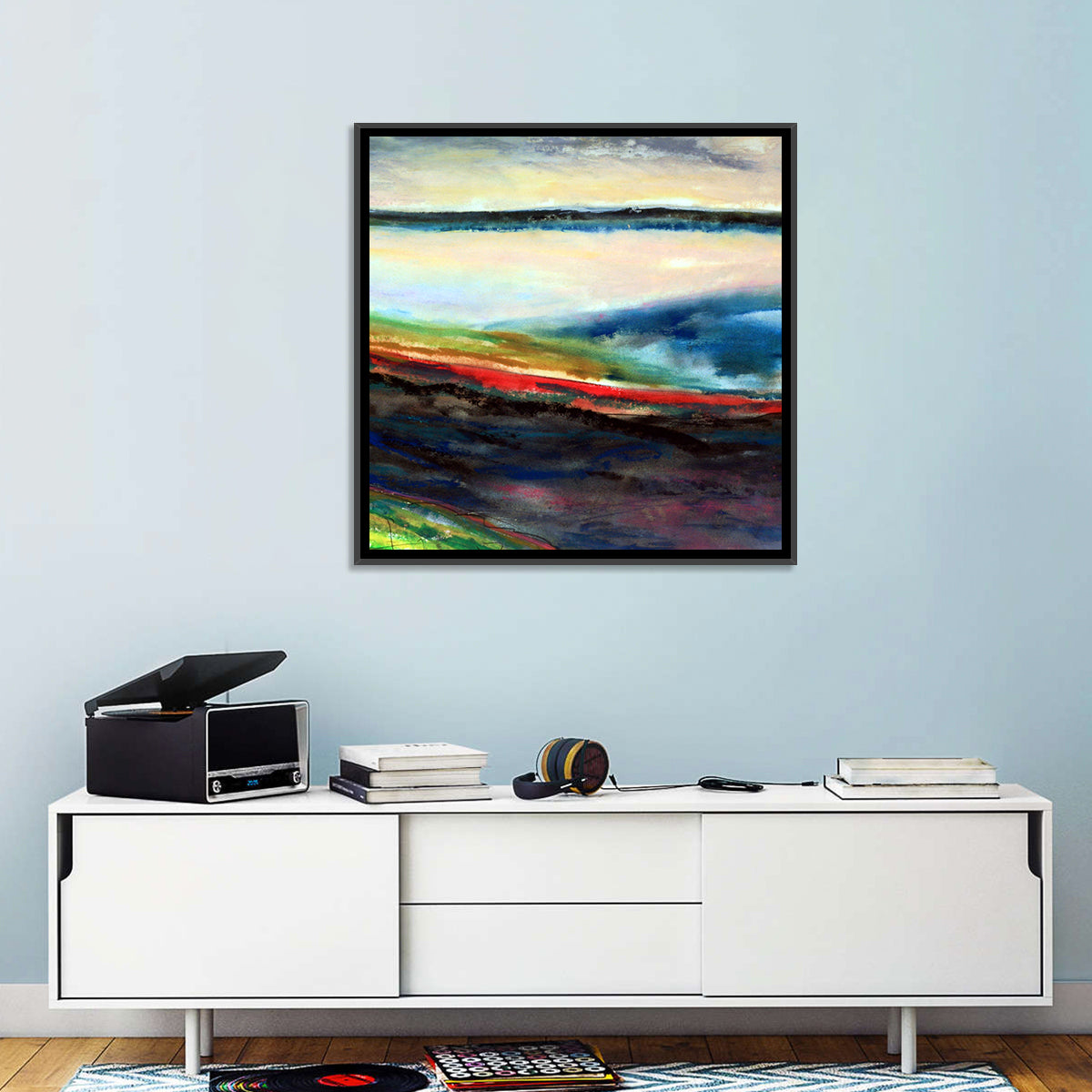 Moody Horizon Stripe Abstract Landscape Wall Art