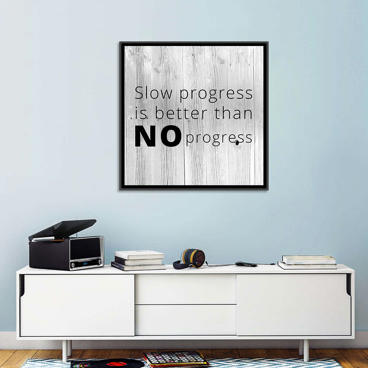 Slow Progress Better Than No Progress, Rustic Gray Wall Art