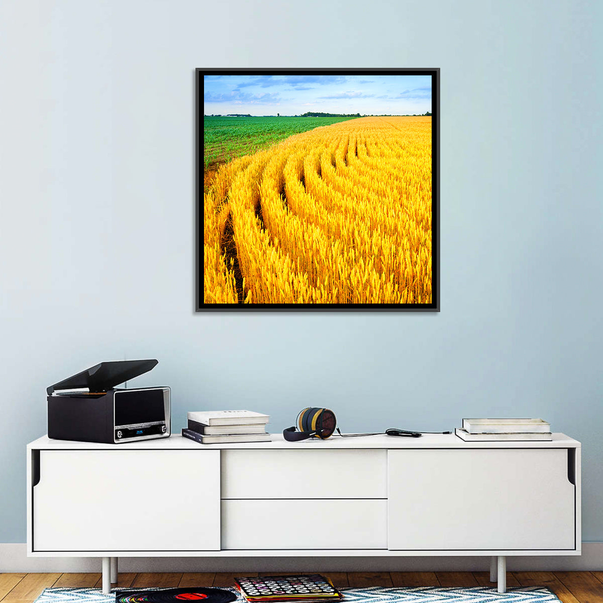 Summer Wheat Field with Curved Paths Wall Art