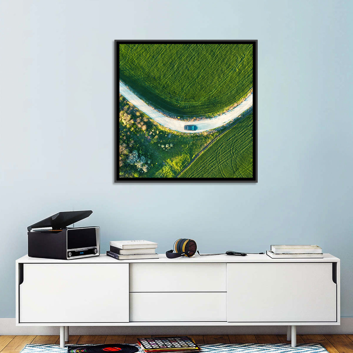 Aerial Farm Fields at Golden Hour Wall Art