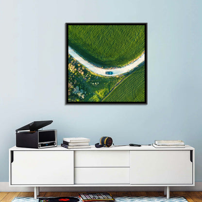 Aerial Farm Fields at Golden Hour Wall Art