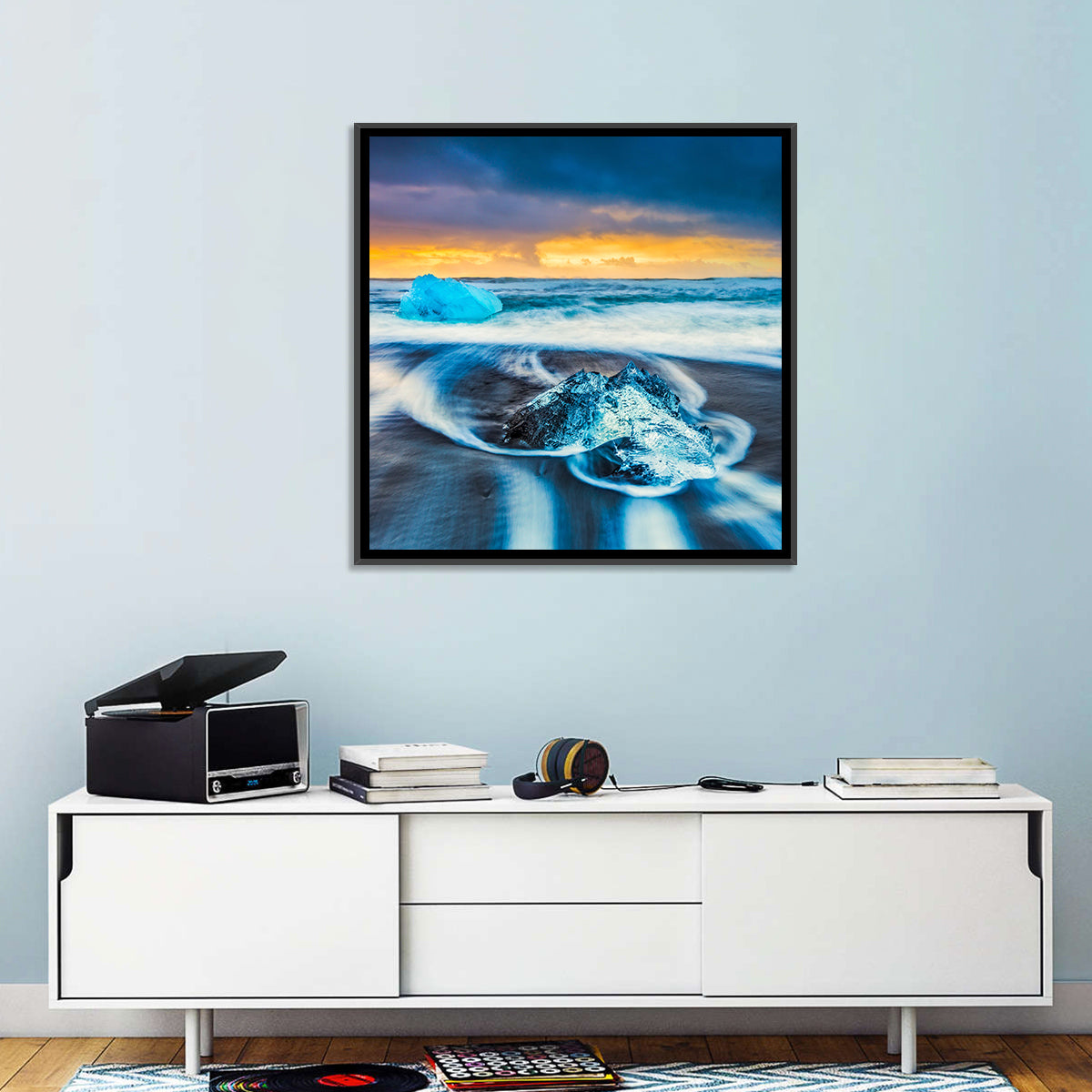 Diamond Beach Ice at Dusk Wall Art