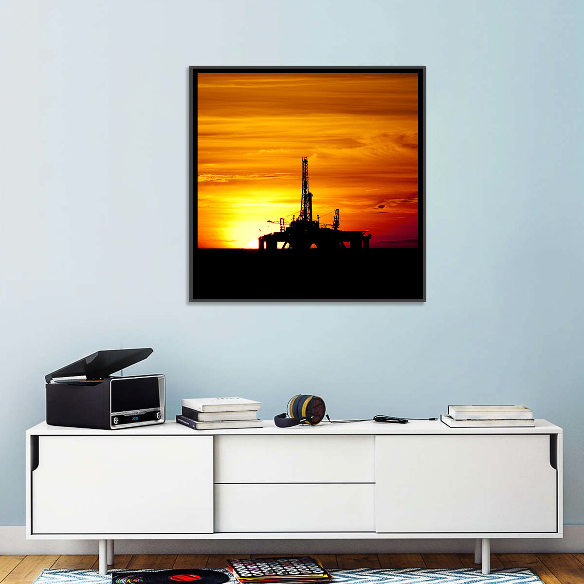 Offshore Oil Rig at Sunset Wall Art