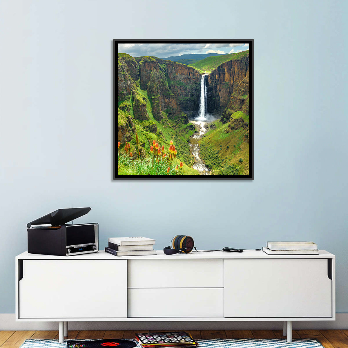 Maletsunyane Falls with Torch Lilies Wall Art