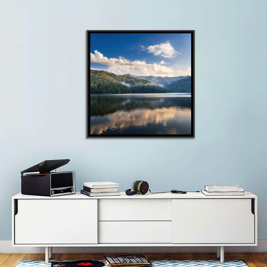 Golden Mist Mountain Lake Wall Art