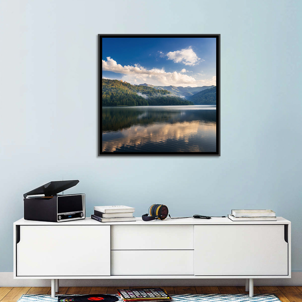 Golden Mist Mountain Lake Wall Art