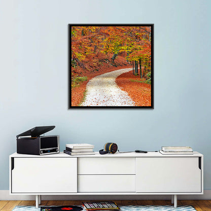 Misty Gravel Path Through Autumn Trees Wall Art