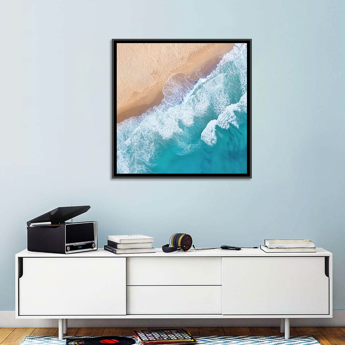 Aerial Turquoise Beach Waves Wall Art