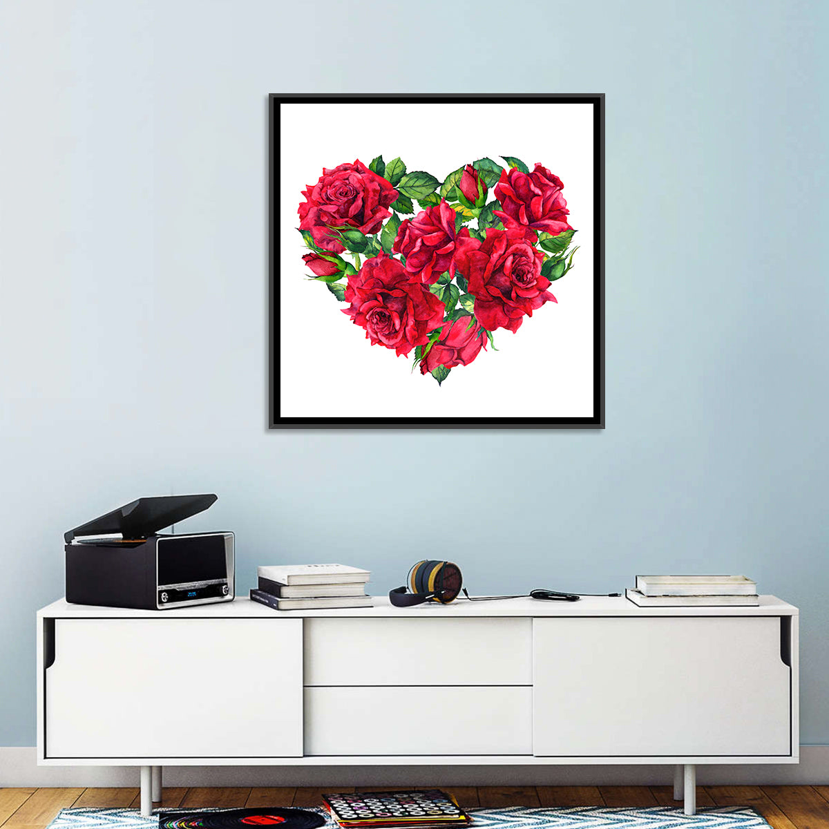 Watercolor Rose Heart Wall Art
