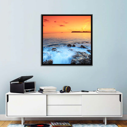 Dubrovnik Sunset Over Rocky Shore Wall Art