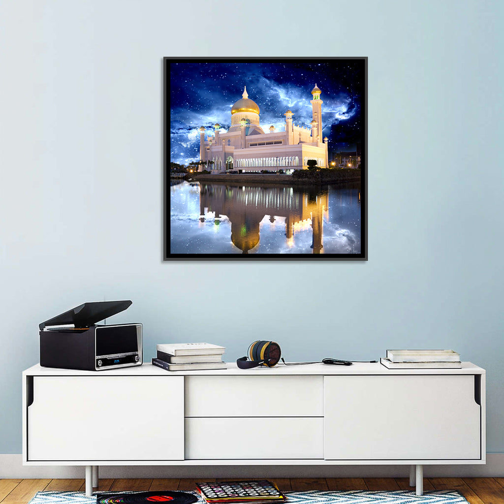 Omar Ali Saifuddien Mosque at Night Wall Art