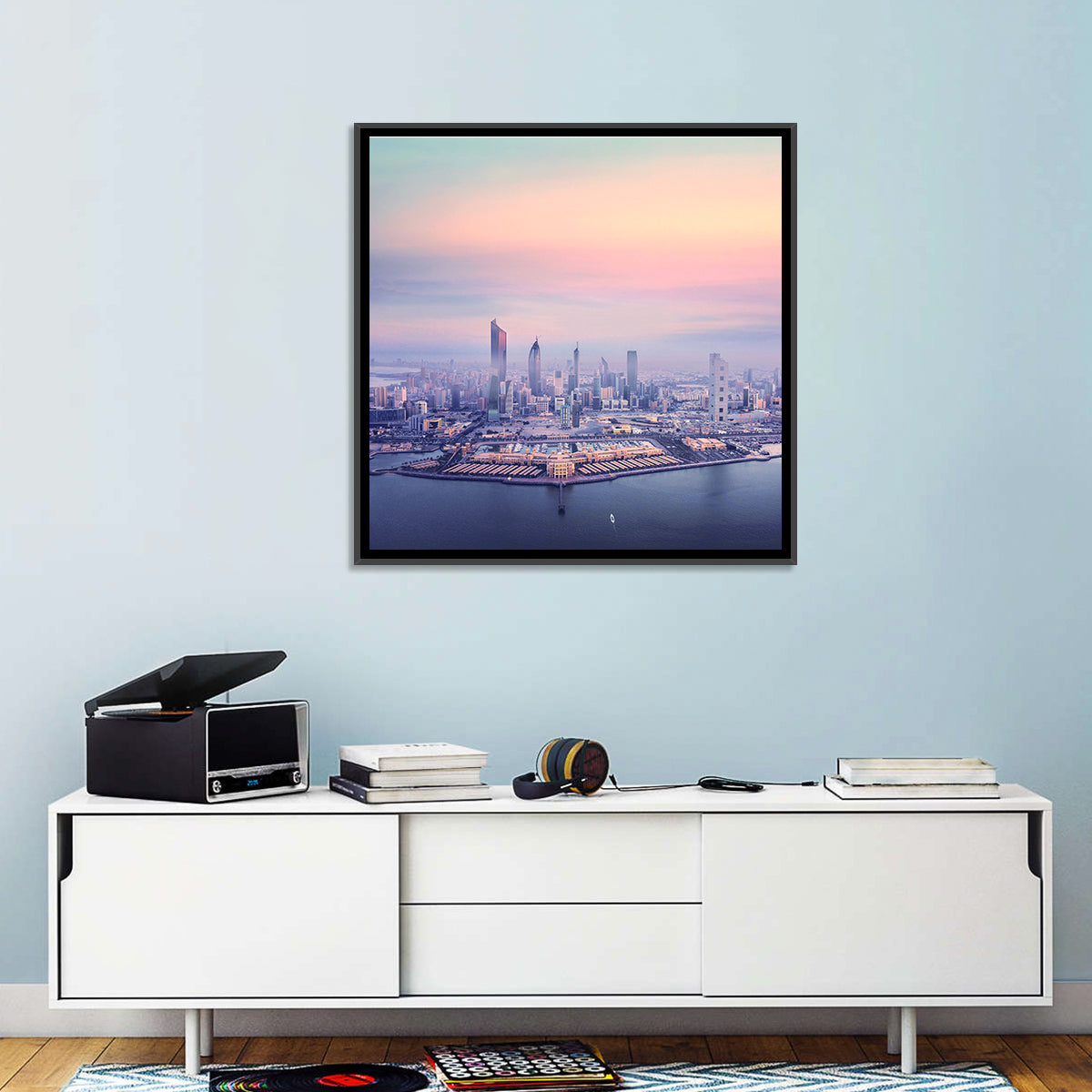 Kuwait City Twilight Skyline Wall Art