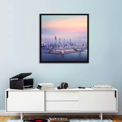 Kuwait City Twilight Skyline Wall Art