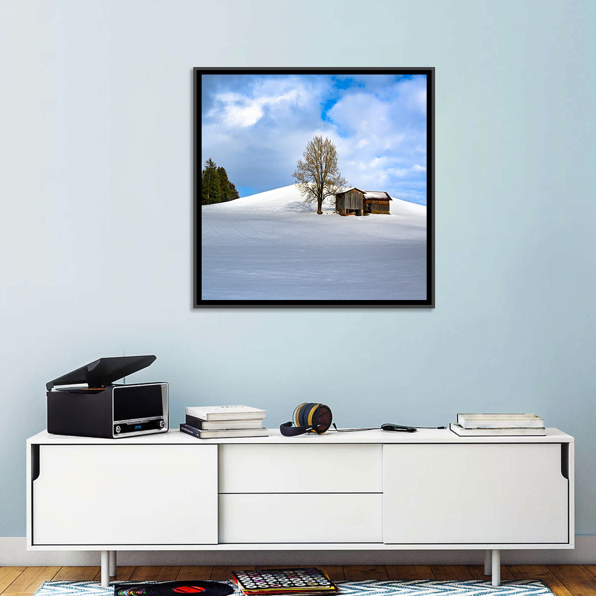 Rustic Barn on a Snowy Hill Wall Art