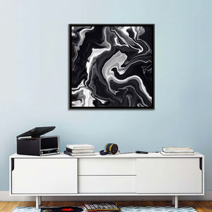 Flowing Black Marble Abstract Wall Art