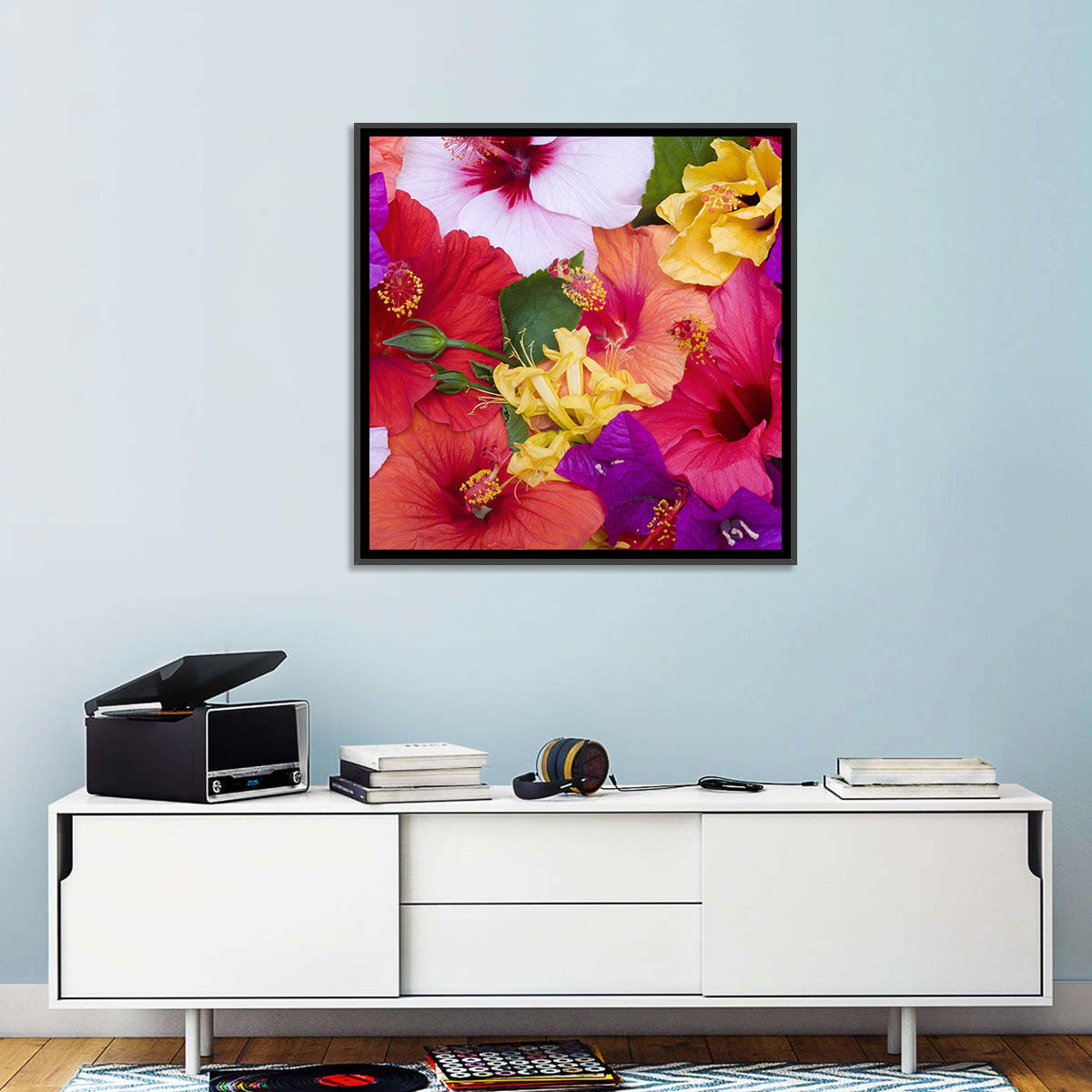 Tropical Bougainvillea and Hibiscus Bloom Wall Art