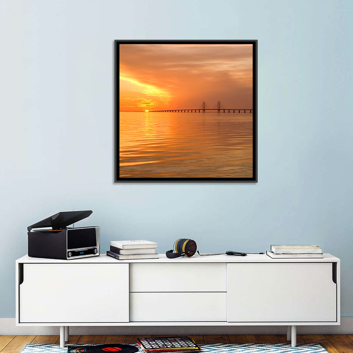 Øresund Bridge in Golden Light Wall Art
