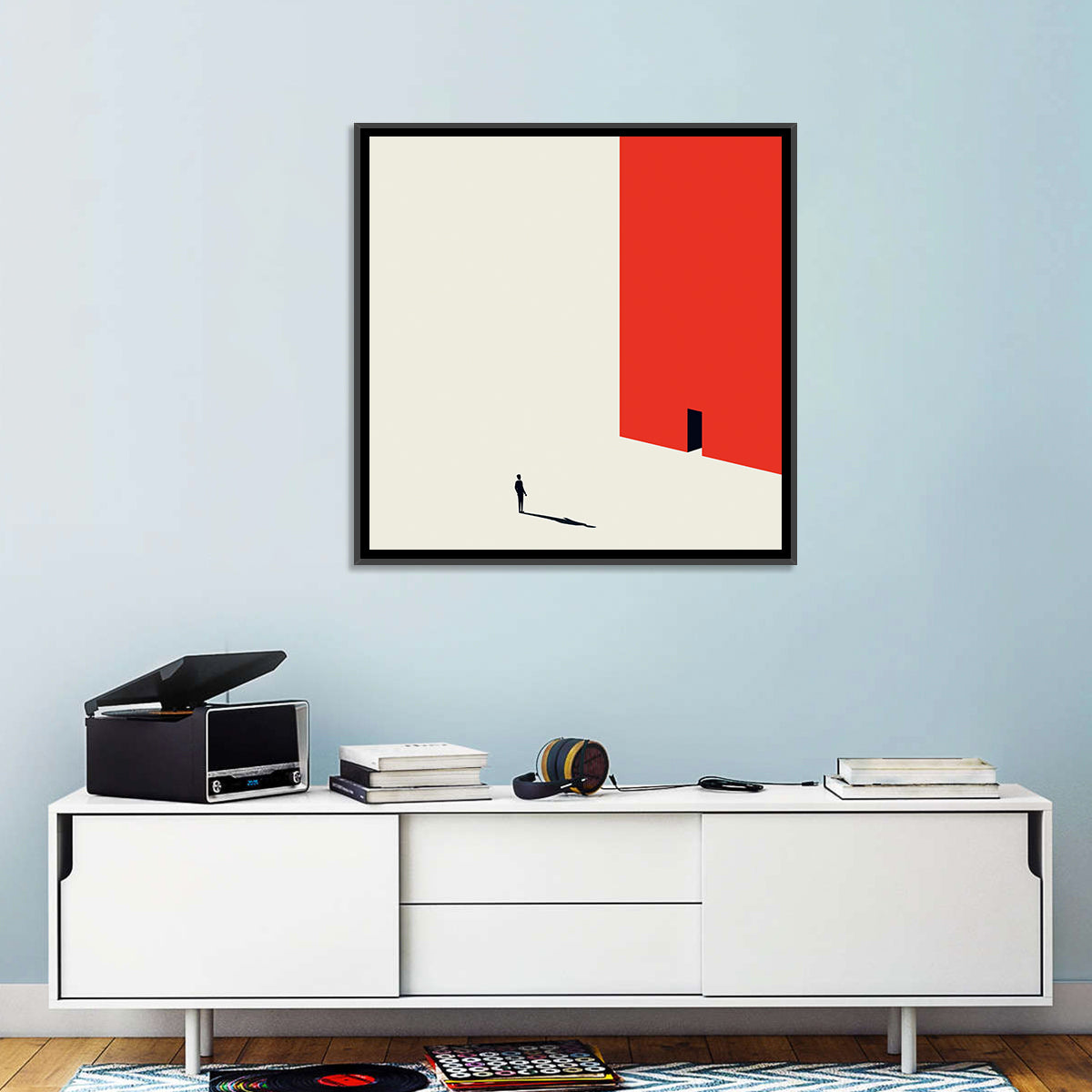 Solitary Figure with Red Door Wall Art