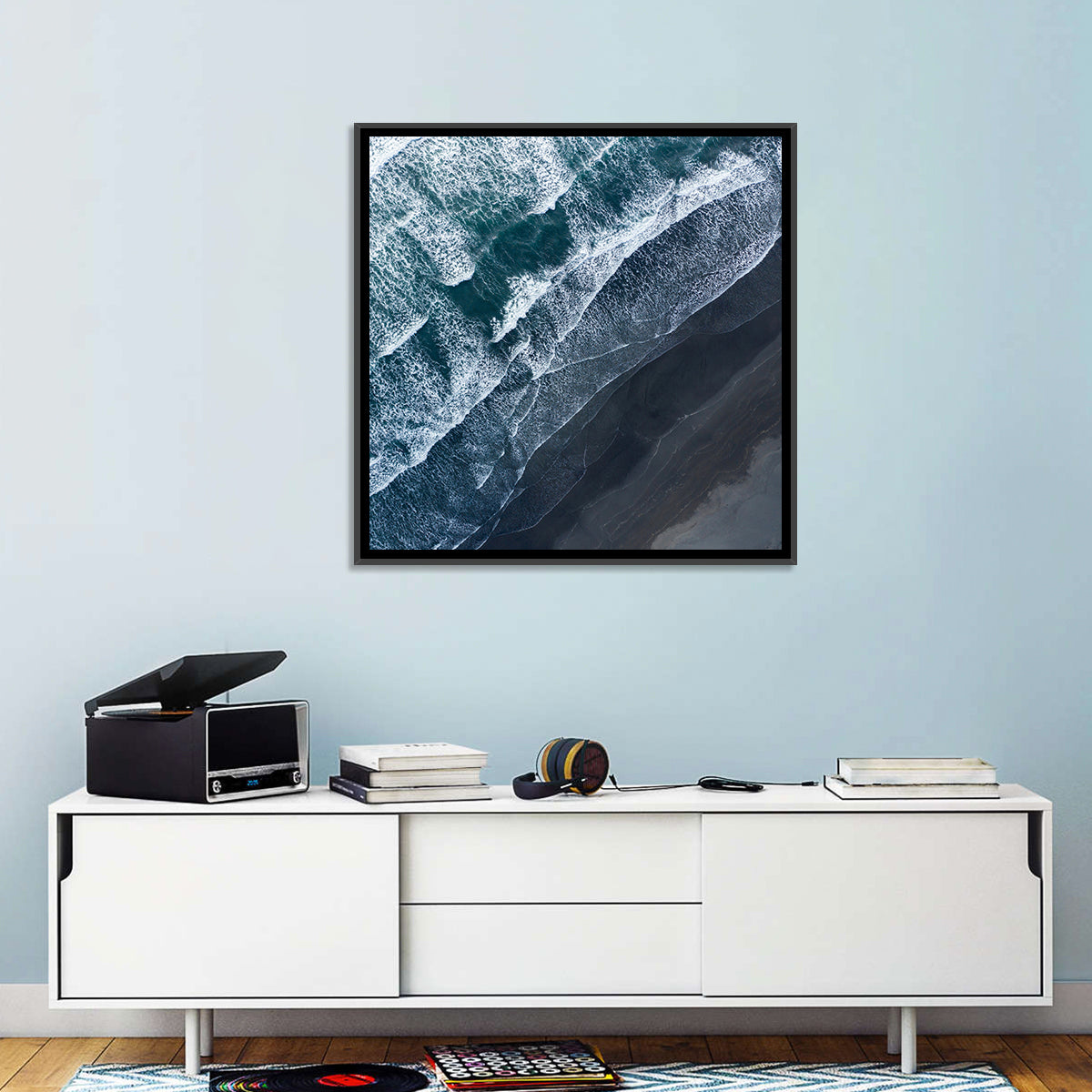 Volcanic Surf on Black Sand Wall Art