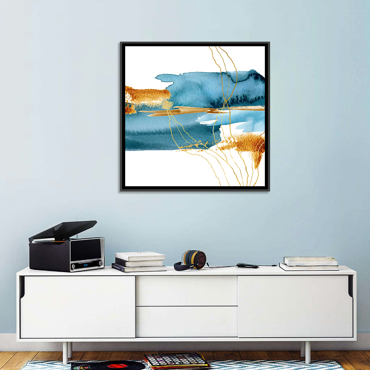 Underwater Plant Abstract Wall Art in a room, square