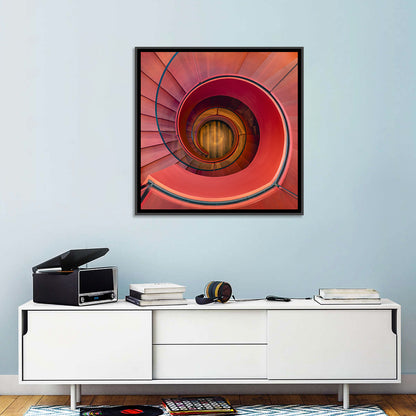 Red Spiral Staircase Wall Art