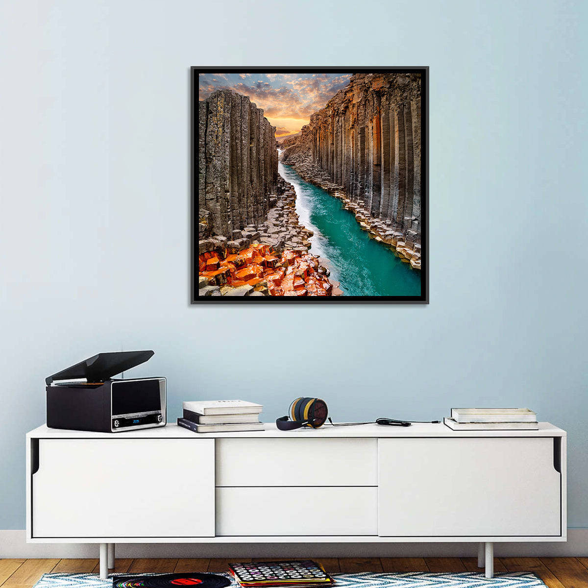 Stuðlagil Canyon Basalt Columns at Golden Hour Wall Art