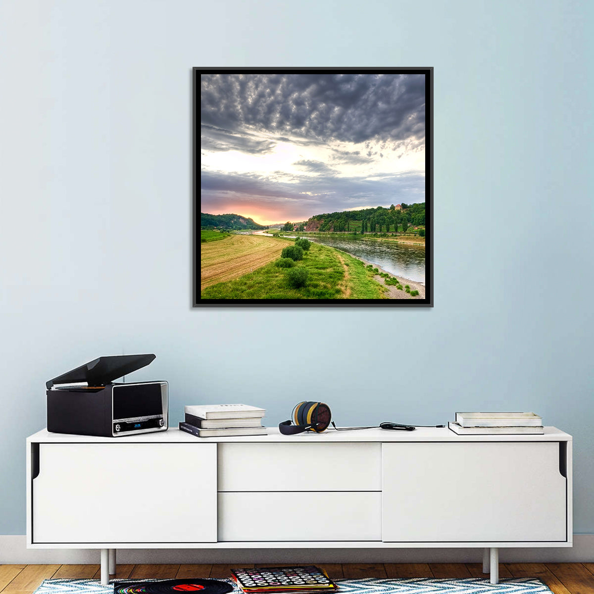 Elbe River at Golden Hour Wall Art