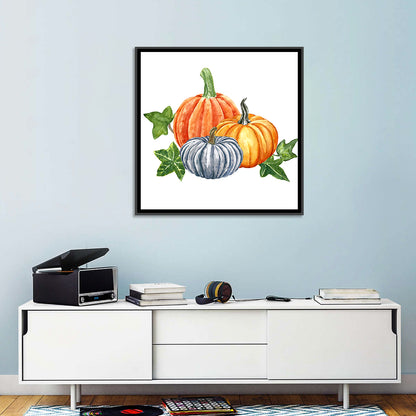 Festive Pumpkin Trio Watercolor Wall Art