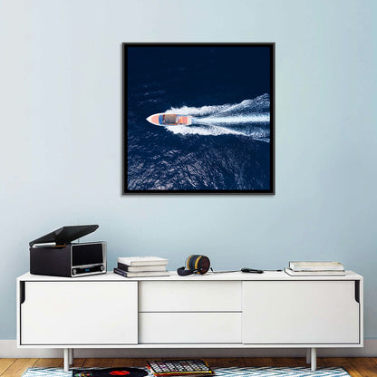 Sleek Speedboat Over Navy Sea Wall Art