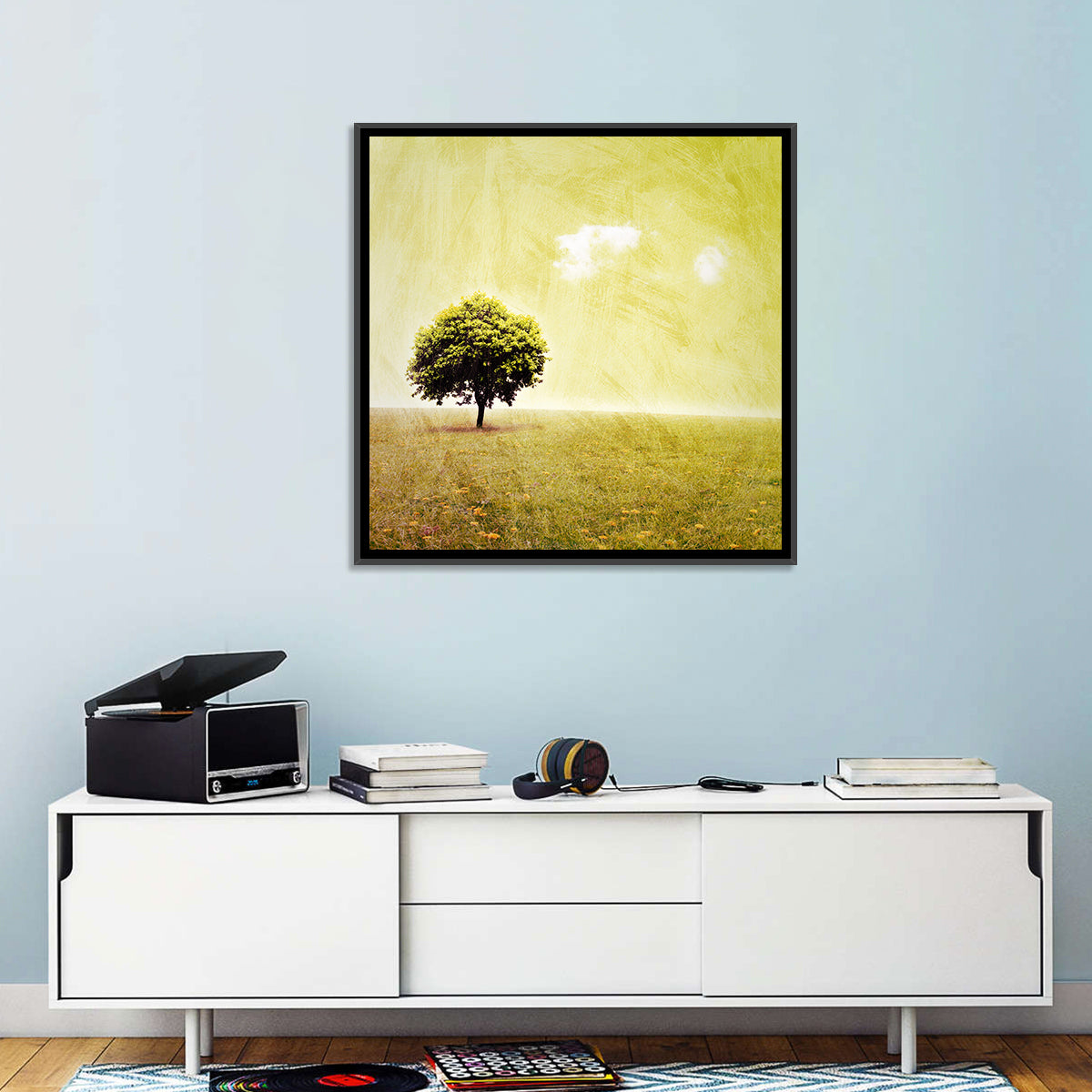 Grunge Tree in Meadow Wall Art