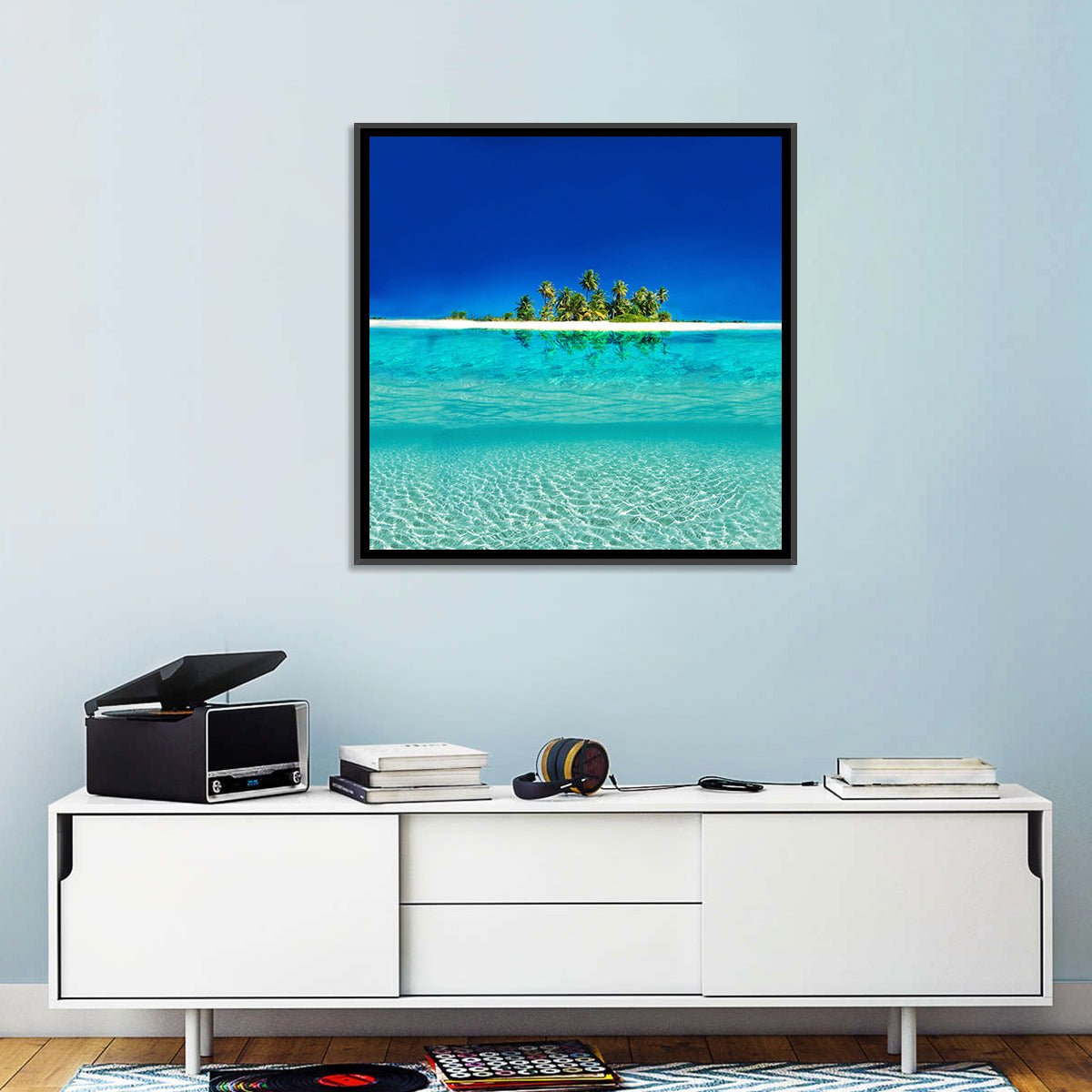 Tranquil Split-level Tropical Island Seascape Wall Art