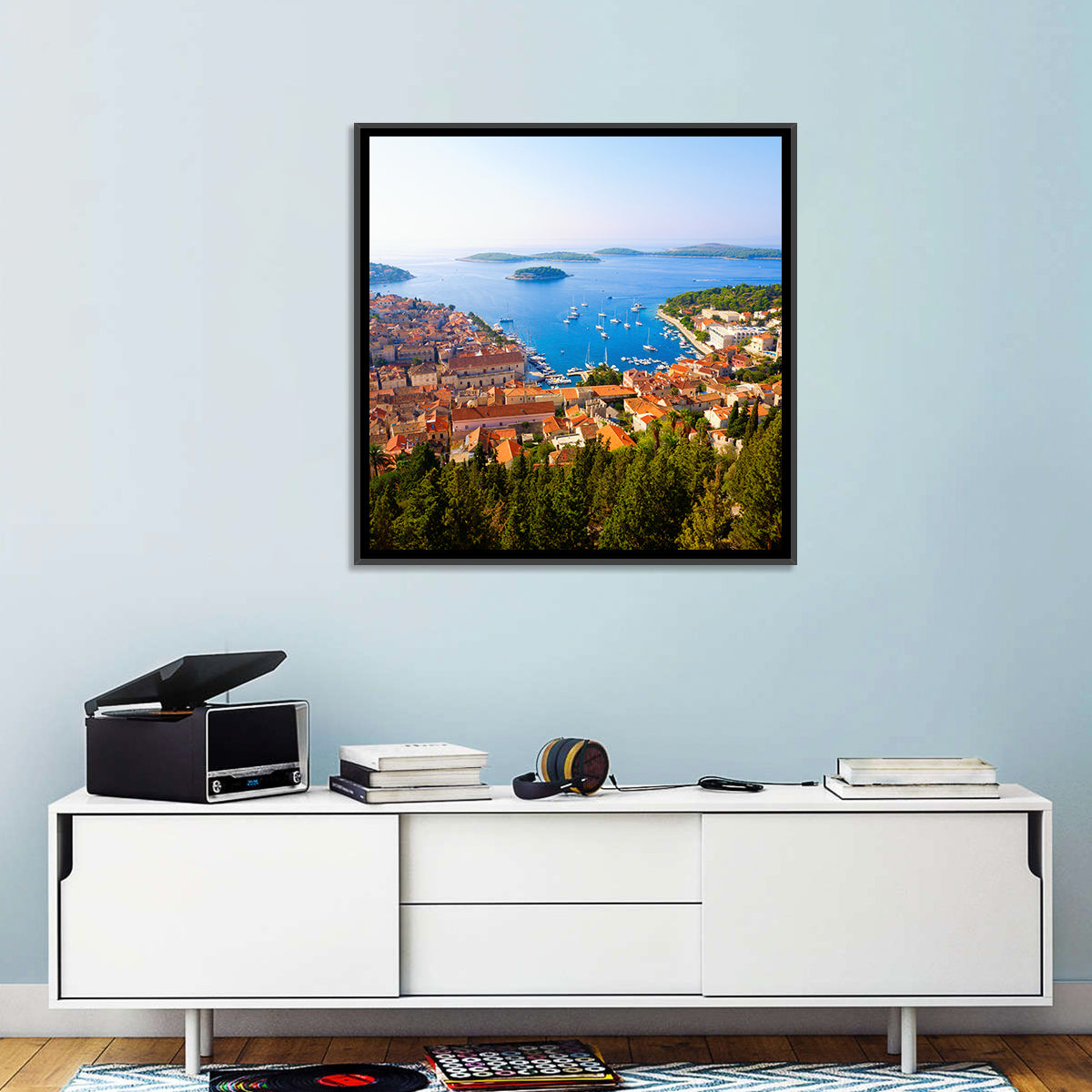Hvar Harbor Aerial View Wall Art