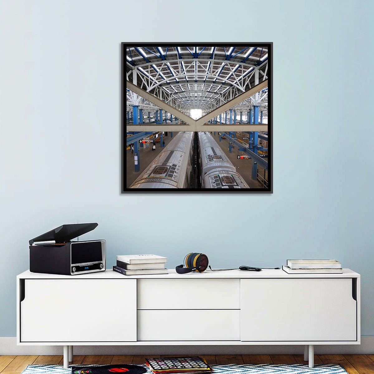 Stillwell Avenue Station Platform Perspective Wall Art in a room, square