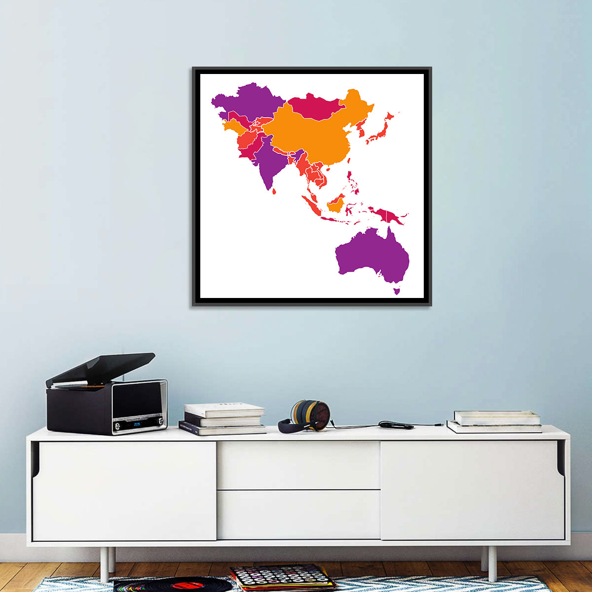 Stylized Asia Pacific Map Wall Art