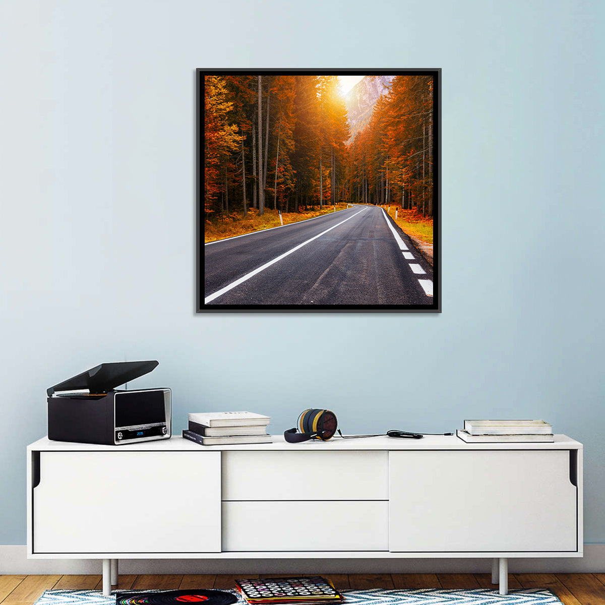 Golden Hour Forest Road Wall Art