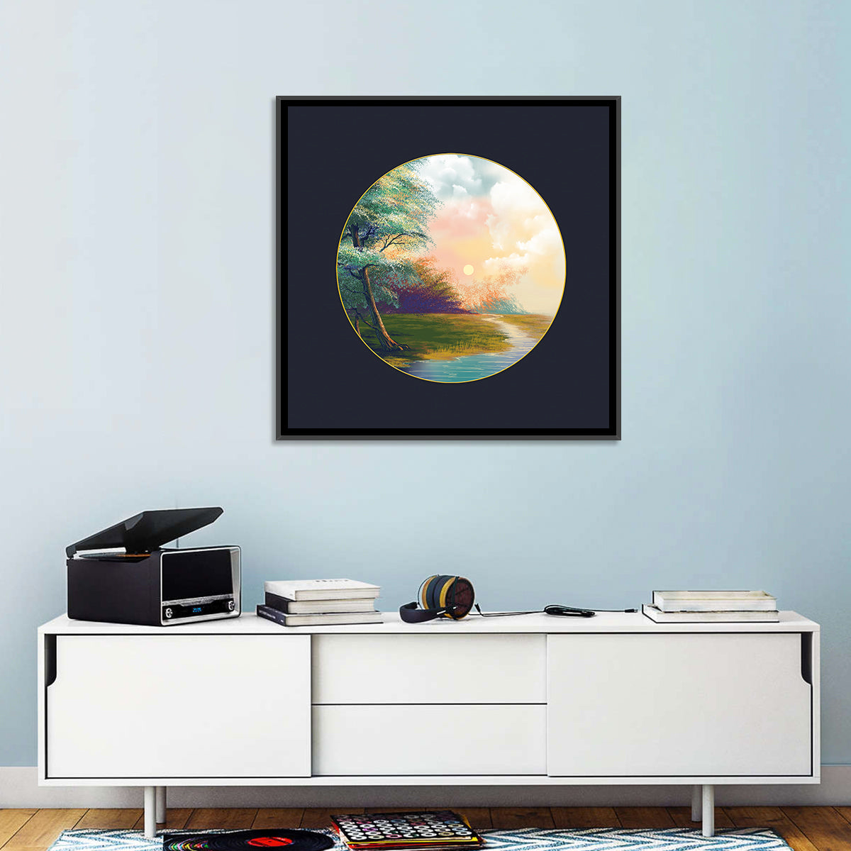Spring Forest at Sunset Wall Art in a room, square