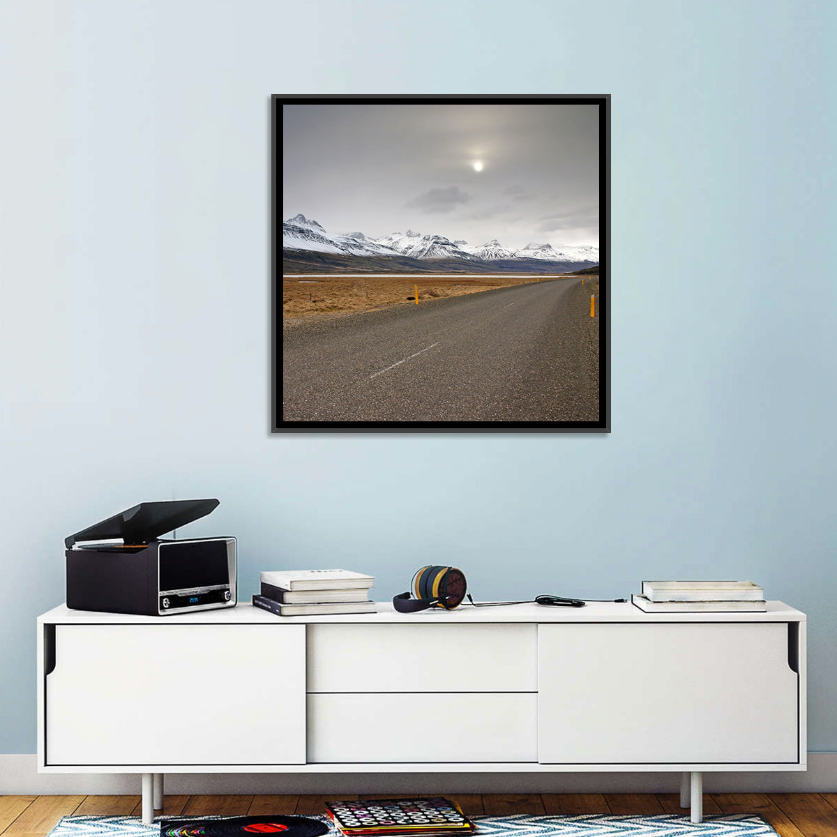Icelandic Road to Snow-capped Mountains Wall Art
