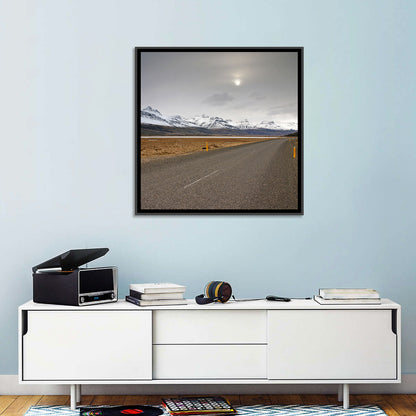 Icelandic Road to Snow-capped Mountains Wall Art
