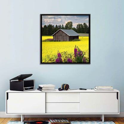 Finnish Barn in Yellow Field Wall Art