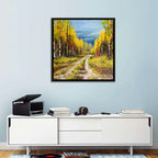 Autumn Birch Path with Two Birds Wall Art