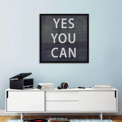 Yes You Can Chalkboard Typography Wall Art