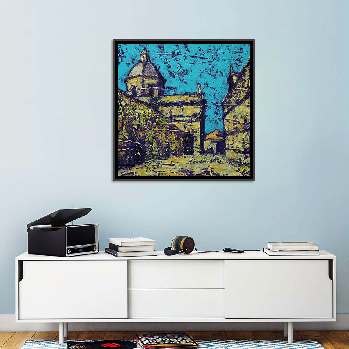 Las Agustinas Alleyway Abstraction Wall Art in a room, square
