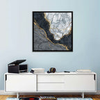 Black Stream Golden Veins Abstract Wall Art