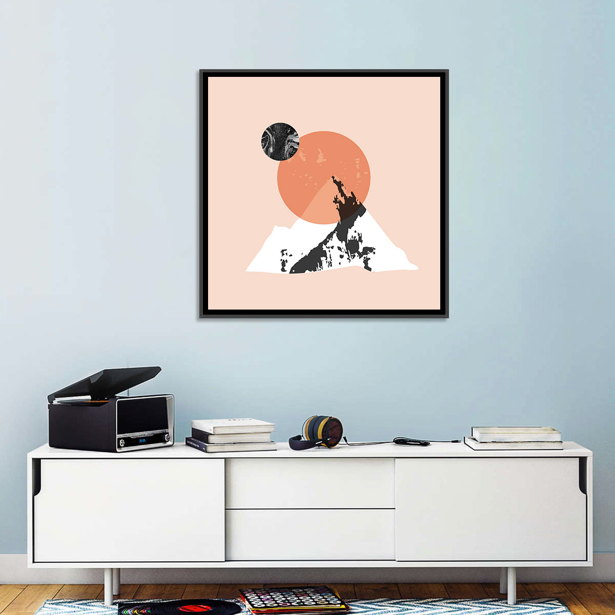 Abstract Mountain Sun and Moon Wall Art