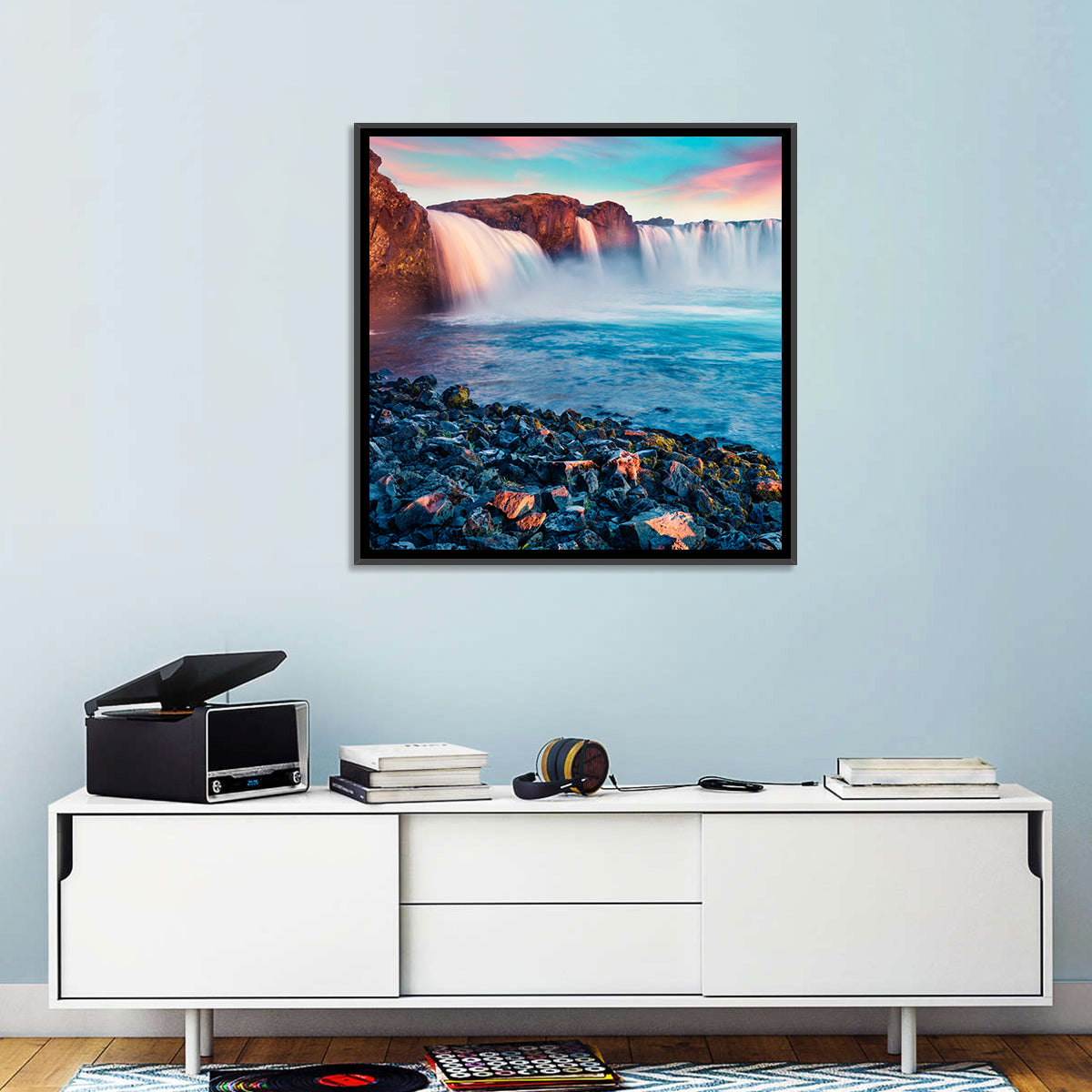 Goðafoss Waterfall at Sunset Wall Art